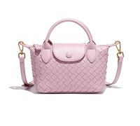 NFengHe Kleine Crossbody-Tasche für Damen, geflochten, trendige Ledertasche in Knöedelform, leichte Mini-Handtasche, Pink