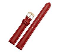 NFJNFCF 12 mm 14 mm 16 mm 18 mm 20 mm Herren- und Damen-Uhrenarmband aus Rindsleder, kompatibel mit Casio Fossil DW Folli Follie Uhrenarmband, Armbandzubehör(Red silver buckle,16mm)