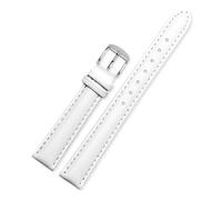 NFJNFCF 12 mm 14 mm 16 mm 18 mm 20 mm Herren- und Damen-Uhrenarmband aus Rindsleder, kompatibel mit Casio Fossil DW Folli Follie Uhrenarmband, Armbandzubehör(White silver buckle,18mm)