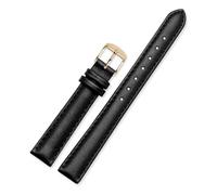 NFJNFCF 12 mm 14 mm 16 mm 18 mm 20 mm Herren- und Damen-Uhrenarmband aus Rindsleder, kompatibel mit Casio Fossil DW Folli Follie Uhrenarmband, Armbandzubehör(Black gold buckle,16mm)