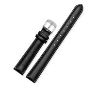 NFJNFCF 12 mm 14 mm 16 mm 18 mm 20 mm Herren- und Damen-Uhrenarmband aus Rindsleder, kompatibel mit Casio Fossil DW Folli Follie Uhrenarmband, Armbandzubehör(Black silver buckle,14mm)