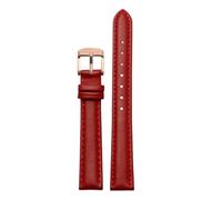 NFJNFCF 14 mm 16 mm 18 mm 20 mm Rindsleder-Armband, schlicht, kompatibel mit Casio, Fossil, Citizen, Uhrenarmband, DW, Damenarmband, Himmelblau, Rosa, Braun(Red rose gold,14mm width)