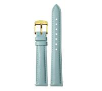 NFJNFCF 14 mm 16 mm 18 mm 20 mm Rindsleder-Armband, schlicht, kompatibel mit Casio, Fossil, Citizen, Uhrenarmband, DW, Damenarmband, Himmelblau, Rosa, Braun(Light blue gold,12mm width)