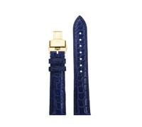 NFJNFCF 16 18 mm 20 mm Herren- und Damenarmband, kompatibel mit Cartier-Uhrenarmband aus echtem Leder, Key Must London Solo-Krokodil-Uhrenarmband(Blue gold,17mm-width)