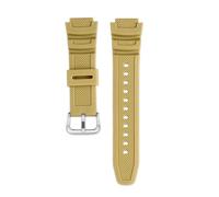 NFJNFCF 18 mm konvexes Gummiarmband, kompatibel mit Casio AE-1000W/1200WH WSC-1250H/WS-1200H, einfarbiges Silikon-Uhrenarmband, atmungsaktive Klammer(Beige silver)