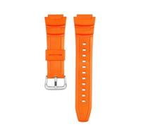NFJNFCF 18 mm konvexes Gummiarmband, kompatibel mit Casio AE-1000W/1200WH WSC-1250H/WS-1200H, einfarbiges Silikon-Uhrenarmband, atmungsaktive Klammer(Orange silver)