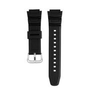 NFJNFCF 18 mm konvexes Gummiarmband, kompatibel mit Casio AE-1000W/1200WH WSC-1250H/WS-1200H, einfarbiges Silikon-Uhrenarmband, atmungsaktive Klammer(Black silver)