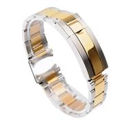 NFJNFCF 20 21 mm Uhrenarmband kompatibel mit Rolex SUBMARINER EXPLORER DAYTONA GMT Yacht-Master Uhrenarmband Edelstahl-Uhrenarmbandkette(Silver Gold,20mm)