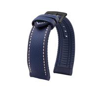 NFJNFCF 20 mm 22 mm 23 mm 24 mm wasserdichtes Uhrenarmband mit Nylon-Gummi-Unterseite, kompatibel mit Longines IWC Pilot Mark 18, kompatibel mit Uhrenarmband der Seiko Omega-Serie(Beige,19mm)