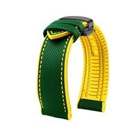 NFJNFCF 20 mm 22 mm 23 mm 24 mm wasserdichtes Uhrenarmband mit Nylon-Gummi-Unterseite, kompatibel mit Longines IWC Pilot Mark 18, kompatibel mit Uhrenarmband der Seiko Omega-Serie(Gold,21mm)