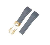 NFJNFCF 20 mm Natur-Armband aus weichem Silikonkautschuk, kompatibel mit Rolex-Uhrenarmband Daytona Submariner GMT OYSTERFLEX-Armband mit Faltschließe(Grey-rosegold-1)