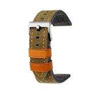 NFJNFCF 22 mm 24 mm, kompatibel mit Panerai, Breitling, Fossil, Hamilton, handgefertigtes Canvas-Uhrenarmband aus Rindsleder, Herren-Retro-Armband(Green Orange silver,22mm)