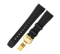 NFJNFCF 22 mm gebogene Schnittstelle, exquisites Silikon-Uhrenarmband, kompatibel mit IWC Portugieser-Serie IW390211 IW390209, flexibles, komfortables Band 22 mm(Black-Golden-Z7)