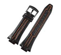 NFJNFCF 27 mm x 15 mm konvexe Öffnung, kompatibel mit Seiko Sportura Series SNL029P2-SNL021P1 SNL595P2 SNL017P1, Lederarmband for Herren(Black-black)