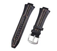 NFJNFCF 27 x 15 mm erhöhtes Echtleder-Armband, kompatibel mit Seiko Sportura-Serie SNL029P2 SNL021P1 SNA595P2 SNL017P1 Armband Herrenarmband