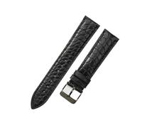 NFJNFCF Amerikanisches Krokodil-Uhrenarmband aus echtem Leder, kompatibel mit Jaeger-LeCoultre Omega IWC Rolex Longines Tudor-Uhrenarmbändern(Black-Black-K1,19mm)