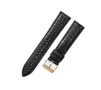 NFJNFCF Amerikanisches Krokodil-Uhrenarmband aus echtem Leder, kompatibel mit Jaeger-LeCoultre Omega IWC Rolex Longines Tudor-Uhrenarmbändern(Black-Rose-K1,21mm)