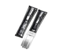 NFJNFCF Armband kompatibel mit Rolex SUBMARINER Yacht-Master DAYTONA GMT Leder Herrenarmband Uhrenzubehör 20 mm(Black-silver)