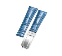 NFJNFCF Armband kompatibel mit Rolex SUBMARINER Yacht-Master DAYTONA GMT Leder Herrenarmband Uhrenzubehör 20 mm(Blue-silver)