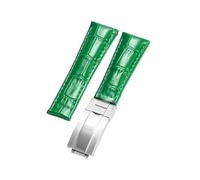 NFJNFCF Armband kompatibel mit Rolex SUBMARINER Yacht-Master DAYTONA GMT Leder Herrenarmband Uhrenzubehör 20 mm(Green-silver)