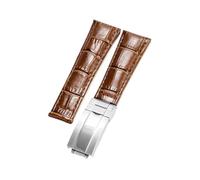 NFJNFCF Armband kompatibel mit Rolex SUBMARINER Yacht-Master DAYTONA GMT Leder Herrenarmband Uhrenzubehör 20 mm(Brown-silver)