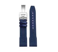 NFJNFCF Blaugrünes Armband, kompatibel mit IWC-Uhrenarmband aus Nylon und echtem Leder, Big Pilot Little Prince Mark 18, Uhrenarmband 20, 21, 22 mm(Blue silver,20mm)