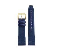 NFJNFCF Blaugrünes Armband, kompatibel mit IWC-Uhrenarmband aus Nylon und echtem Leder, Big Pilot Little Prince Mark 18, Uhrenarmband 20, 21, 22 mm(Blue gold pin,20mm)
