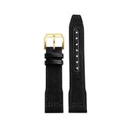 NFJNFCF Blaugrünes Armband, kompatibel mit IWC-Uhrenarmband aus Nylon und echtem Leder, Big Pilot Little Prince Mark 18, Uhrenarmband 20, 21, 22 mm(Black gold pin,20mm)