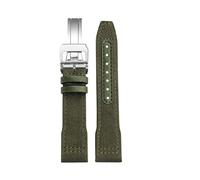 NFJNFCF Blaugrünes Armband, kompatibel mit IWC-Uhrenarmband aus Nylon und echtem Leder, Big Pilot Little Prince Mark 18, Uhrenarmband 20, 21, 22 mm(Green silver,21mm)