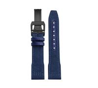 NFJNFCF Blaugrünes Armband, kompatibel mit IWC-Uhrenarmband aus Nylon und echtem Leder, Big Pilot Little Prince Mark 18, Uhrenarmband 20, 21, 22 mm(Blue black,21mm)
