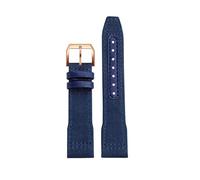NFJNFCF Blaugrünes Armband, kompatibel mit IWC-Uhrenarmband aus Nylon und echtem Leder, Big Pilot Little Prince Mark 18, Uhrenarmband 20, 21, 22 mm(Blue rose gold pin,20mm)
