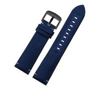 NFJNFCF Canvas Echtleder Uhrenarmband Kompatibel mit Mido M026.629/430 Ocean Star M042.430 Navigator Helmsman Atmungsaktives Nylon Uhrenarmband 22m Gürtel(Dark blue BK)