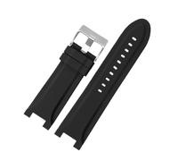 NFJNFCF Edelstahl-Uhrenarmband, kompatibel mit Hamilton Khaki Navy Devil Fish H78716983 H78716333 Taucher-Uhrenarmbänder, Herren-Kautschukarmband(A Black silver)
