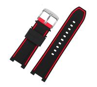 NFJNFCF Edelstahl-Uhrenarmband, kompatibel mit Hamilton Khaki Navy Devil Fish H78716983 H78716333 Taucher-Uhrenarmbänder, Herren-Kautschukarmband(Black red)
