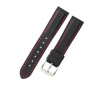 NFJNFCF Gummi-Uhrenarmband, kompatibel mit Tissot, Seiko, Casio, Citizen, ersetzt Original-Schnellspanner, 18, 20, 22 mm, schwarz-weißes Draht-Silikon-Uhrenarmband(Black red-Steel-K2,24mm)