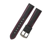 NFJNFCF Gummi-Uhrenarmband, kompatibel mit Tissot, Seiko, Casio, Citizen, ersetzt Original-Schnellspanner, 18, 20, 22 mm, schwarz-weißes Draht-Silikon-Uhrenarmband(Black red-Black-K2,18mm)