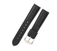 NFJNFCF Gummi-Uhrenarmband, kompatibel mit Tissot, Seiko, Casio, Citizen, ersetzt Original-Schnellspanner, 18, 20, 22 mm, schwarz-weißes Draht-Silikon-Uhrenarmband(Black black-Steel-K2,24mm)