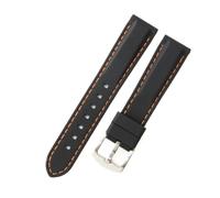 NFJNFCF Gummi-Uhrenarmband, kompatibel mit Tissot, Seiko, Casio, Citizen, ersetzt Original-Schnellspanner, 18, 20, 22 mm, schwarz-weißes Draht-Silikon-Uhrenarmband(BlackOrange-Steel-K2,24mm)