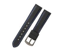 NFJNFCF Gummi-Uhrenarmband, kompatibel mit Tissot, Seiko, Casio, Citizen, ersetzt Original-Schnellspanner, 18, 20, 22 mm, schwarz-weißes Draht-Silikon-Uhrenarmband(Black blue-Black-K2,18mm)