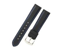 NFJNFCF Gummi-Uhrenarmband, kompatibel mit Tissot, Seiko, Casio, Citizen, ersetzt Original-Schnellspanner, 18, 20, 22 mm, schwarz-weißes Draht-Silikon-Uhrenarmband(Black blue-Steel-K2,20mm)