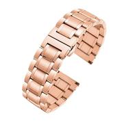 NFJNFCF Hochwertiges Edelstahl-Uhrenarmband mit flachem/gebogenem Ende, kompatibel mit Casio Tissot, kompatibel mit Seiko-Uhrenkette aus Metall, 18 mm, 20 mm, 22 mm(Style C-Rosegold,18mm)
