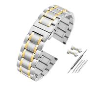 NFJNFCF Hochwertiges Edelstahl-Uhrenarmband mit flachem/gebogenem Ende, kompatibel mit Casio Tissot, kompatibel mit Seiko-Uhrenkette aus Metall, 18 mm, 20 mm, 22 mm(Style C-Silver gold,22mm)