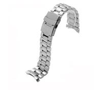 NFJNFCF Hochwertiges Edelstahl-Uhrenarmband mit flachem/gebogenem Ende, kompatibel mit Casio Tissot, kompatibel mit Seiko-Uhrenkette aus Metall, 18 mm, 20 mm, 22 mm(Style B-Arc silver,22mm)