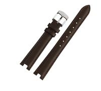 NFJNFCF Hochwertiges, gekerbtes Uhrenarmband, kompatibel mit Gucci YA141401 YA141505 YA1414 YA1415 GC Damenuhr, Lederarmband, 12 x 5 mm, 14 x 5 mm(Brown-silver,12mm-5mm)