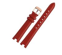 NFJNFCF Hochwertiges, gekerbtes Uhrenarmband, kompatibel mit Gucci YA141401 YA141505 YA1414 YA1415 GC Damenuhr, Lederarmband, 12 x 5 mm, 14 x 5 mm(Red-rose gold,12mm-5mm)