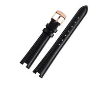 NFJNFCF Hochwertiges, gekerbtes Uhrenarmband, kompatibel mit Gucci YA141401 YA141505 YA1414 YA1415 GC Damenuhr, Lederarmband, 12 x 5 mm, 14 x 5 mm(Black-rose gold,12mm-5mm)
