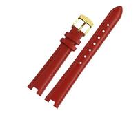 NFJNFCF Hochwertiges, gekerbtes Uhrenarmband, kompatibel mit Gucci YA141401 YA141505 YA1414 YA1415 GC Damenuhr, Lederarmband, 12 x 5 mm, 14 x 5 mm(Red-gold,12mm-5mm)