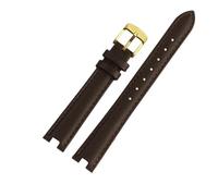 NFJNFCF Hochwertiges, gekerbtes Uhrenarmband, kompatibel mit Gucci YA141401 YA141505 YA1414 YA1415 GC Damenuhr, Lederarmband, 12 x 5 mm, 14 x 5 mm(Brown-gold,12mm-5mm)