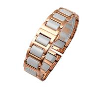 NFJNFCF Keramik-Uhrenarmband, kompatibel mit Rossini Guess Ebo Watch King, Stahl-Uhrenarmband, 16-18 mm(Rose White,18mm)