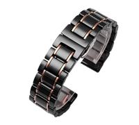 NFJNFCF Keramik-Uhrenarmband, kompatibel mit Rossini Guess Ebo Watch King, Stahl-Uhrenarmband, 16-18 mm(Black rose Golden,13mm)